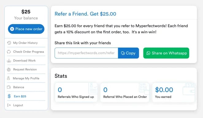 Referral Page UI